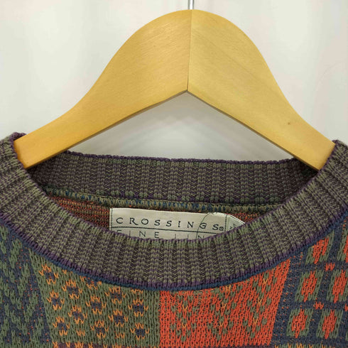 CROSSINGS FINE LINE 90s USA製 マルチカラーコットンニット メンズ JPN:XL