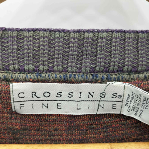 CROSSINGS FINE LINE 90s USA製 マルチカラーコットンニット メンズ JPN:XL