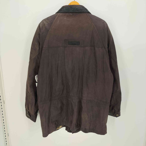 AL leather 裏地総柄 レザー カーコート マルチポケット メンズ EUR:52 52
