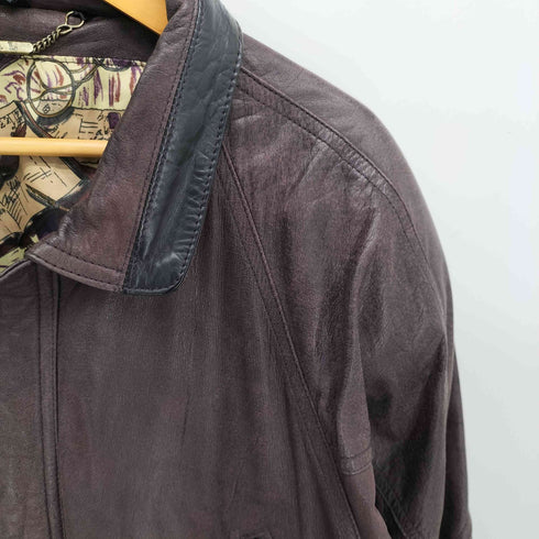 AL leather 裏地総柄 レザー カーコート マルチポケット メンズ EUR:52 52