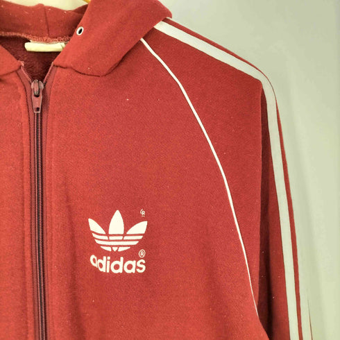 アディダスオリジナルス adidas Originals 80S USA製 フロッキー トレフォイルロゴ ジップパーカー メンズ import:L