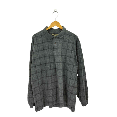 BASIC EQUIPMENT 00s チェック ロングスリーブ ポロシャツ メンズ XL