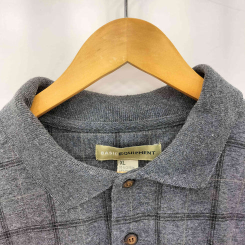 BASIC EQUIPMENT 00s チェック ロングスリーブ ポロシャツ メンズ XL