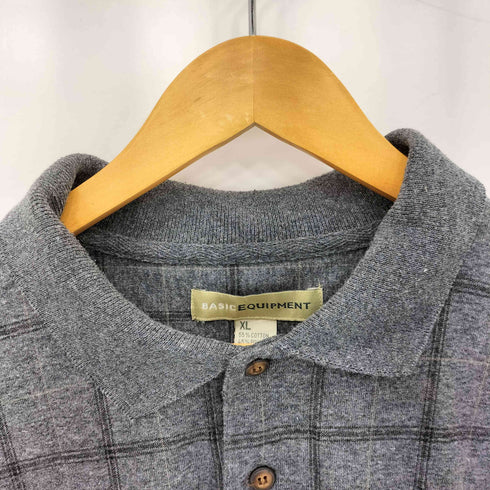 BASIC EQUIPMENT 00s チェック ロングスリーブ ポロシャツ メンズ XL