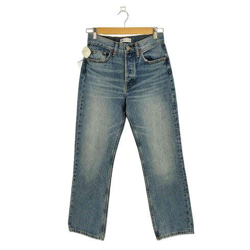 ザラ ZARA エクストラ ロング ミッドライズ TRF ストレートレッグ メタリックジーンズ ハイウエストデニム レディース EUR:34