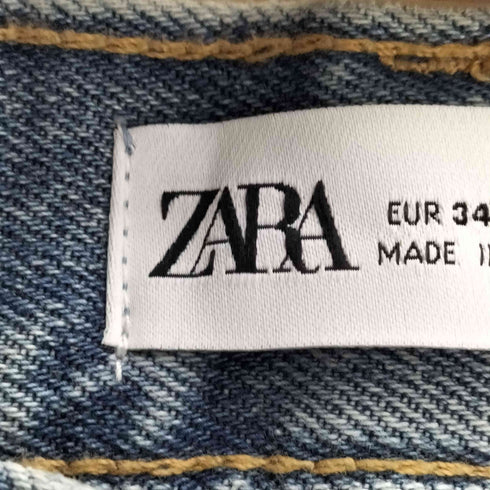 ザラ ZARA エクストラ ロング ミッドライズ TRF ストレートレッグ メタリックジーンズ ハイウエストデニム レディース EUR:34
