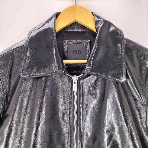 ザラ ZARA SHINY FINISH LEATHER JACKET シャイニー フィニッシュ レザー ジャケット メンズ import:M