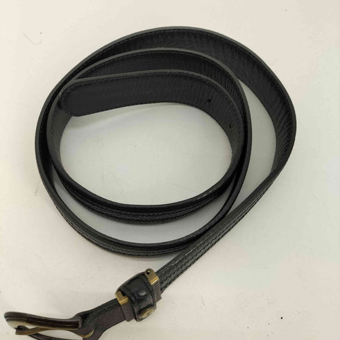 イヴサンローラン Yves Saint Laurent ロゴ 刻印 編み込み レザー ベルト メンズ