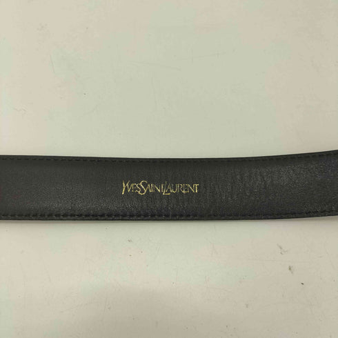 イヴサンローラン Yves Saint Laurent ロゴ 刻印 編み込み レザー ベルト メンズ