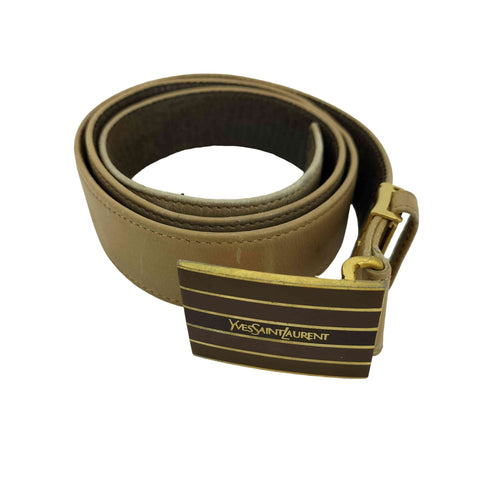 イヴサンローラン Yves Saint Laurent ロゴ ボーダー バックル レザー ベルト メンズ