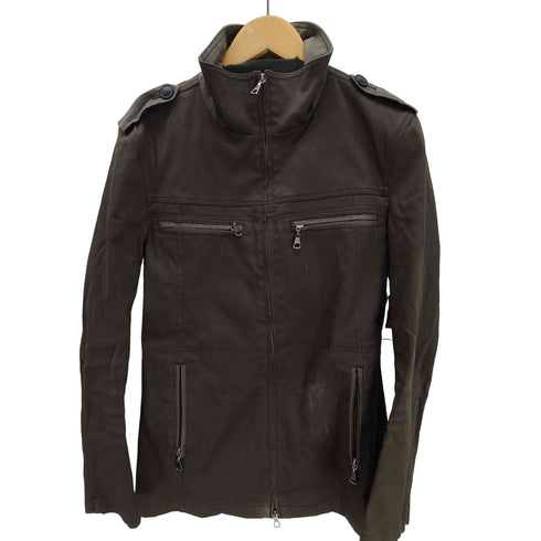 キャサリンハムネットロンドン KATHARINE HAMNETT LONDON ダブルジップ マルチジップポケット スタンドネック コットン ポリ ミリタリー ジャケット ブルゾン Y2K メンズ import:M