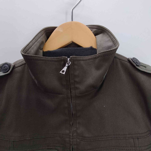 キャサリンハムネットロンドン KATHARINE HAMNETT LONDON ダブルジップ マルチジップポケット スタンドネック コットン ポリ ミリタリー ジャケット ブルゾン Y2K メンズ import:M