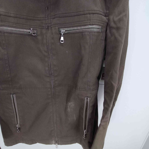 キャサリンハムネットロンドン KATHARINE HAMNETT LONDON ダブルジップ マルチジップポケット スタンドネック コットン ポリ ミリタリー ジャケット ブルゾン Y2K メンズ import:M