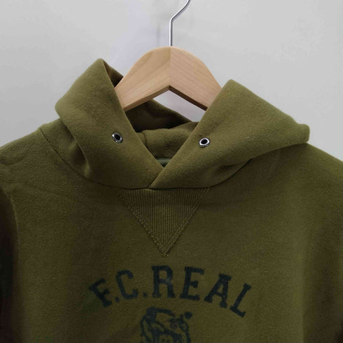 ナイキエフシーアールビー NIKE F.C.R.B 00S 07AW フロッキープリント 前Vガゼット リバース 型 プルオーバー パーカー サムホール メンズ import:L