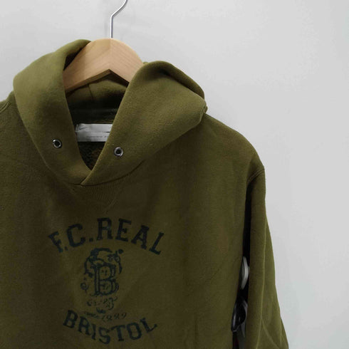 ナイキエフシーアールビー NIKE F.C.R.B 00S 07AW フロッキープリント 前Vガゼット リバース 型 プルオーバー パーカー サムホール メンズ import:L