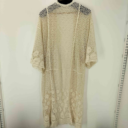 編みレースロングカーディガン レディース