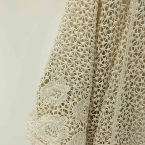 編みレースロングカーディガン レディース