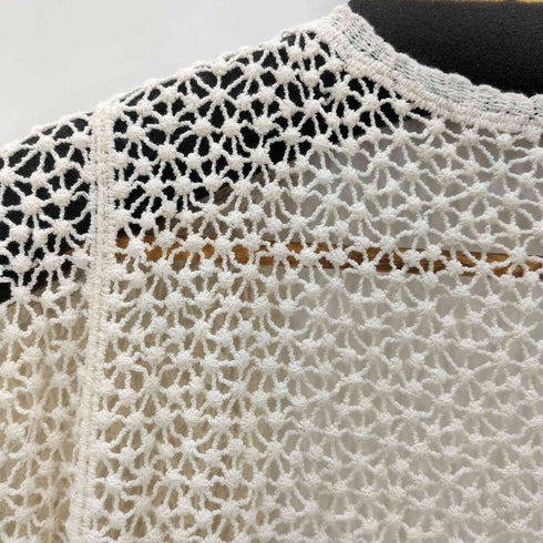 編みレースロングカーディガン レディース