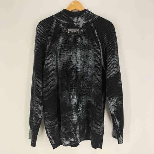 ペイント加工 ラグランスリーブ ダブルジップ ドライバーズ ニット モックネック メンズ