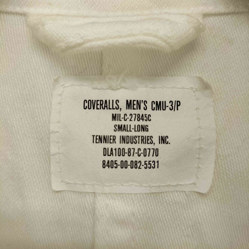 ユーエスエアーフォース U.S. AIR FORCE 87年会計 TENNIER INDUSTRIES社製 ホワイトコットン カバーオール メンズ SMALL-LONG
