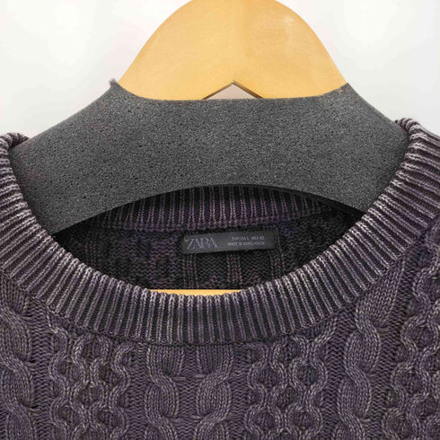 ザラ ZARA ウォッシュド ケーブル ニットセーター メンズ import:L