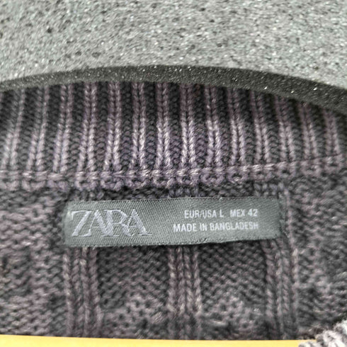 ザラ ZARA ウォッシュド ケーブル ニットセーター メンズ import:L