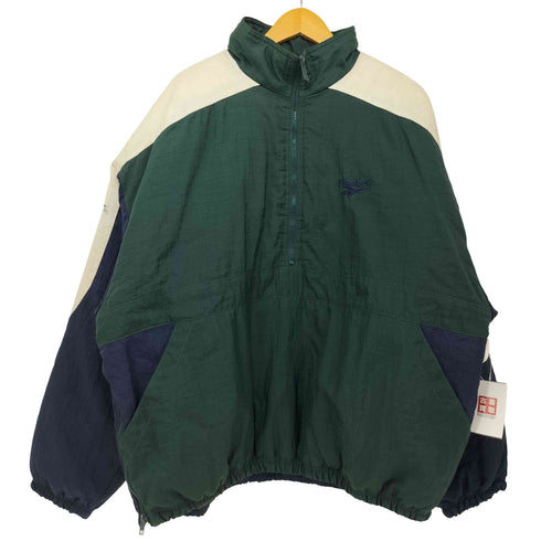 リーボック Reebok 90S vintage reebok big logo sportswear harf zipper jacket マルチカラー ナイロンジャケット メンズ import:XL