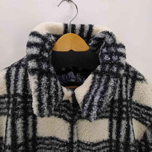 ザラ ZARA 中綿キルティングライナー フーデッド ボア チェック ジャケット レディース import:M