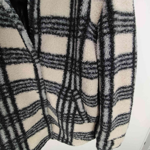ザラ ZARA 中綿キルティングライナー フーデッド ボア チェック ジャケット レディース import:M