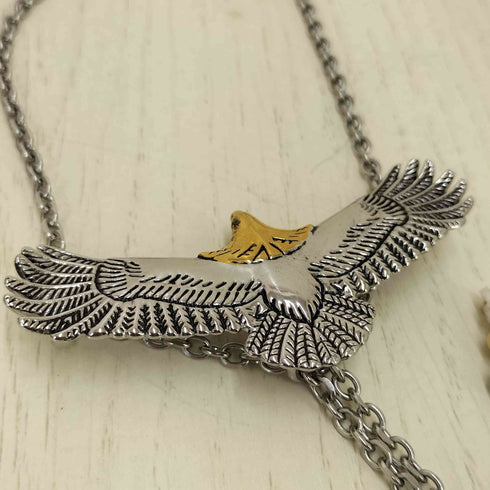 silverkyasya ステンレス316L 大 頭金 イーグルネックレス メンズ