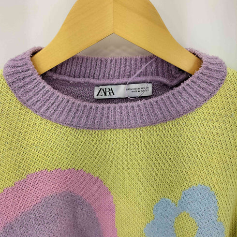 ザラ ZARA フラワープリントクルーネックニット レディース M