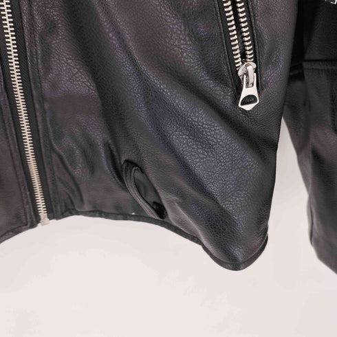 フェイクレザーライダースジャケット レディース S