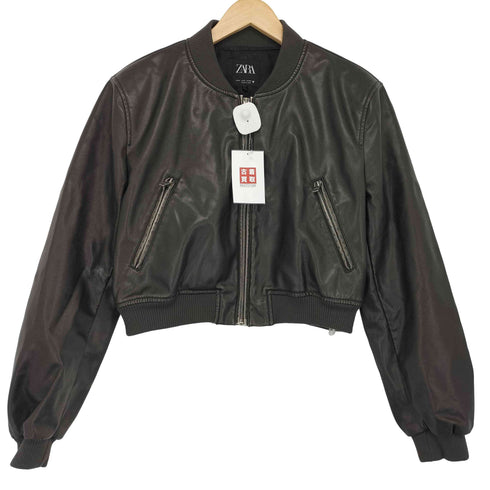 ザラ ZARA フェイクレザー ボンバージャケット レディース import:M