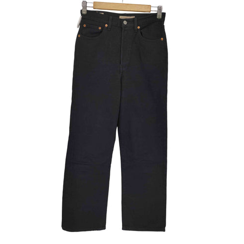 リーバイス Levis RIBCAGE ストレート アンクル ボタンフライ ブラックデニムパンツ メンズ W27