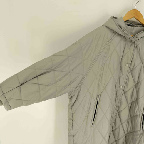 ザラ ZARA サイド スリット 中綿 フーディ ロング キルティングジャケット レディース import:XS