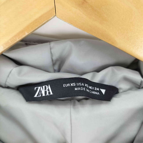 ザラ ZARA サイド スリット 中綿 フーディ ロング キルティングジャケット レディース import:XS