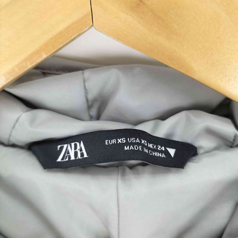 ザラ ZARA サイド スリット 中綿 フーディ ロング キルティングジャケット レディース import:XS