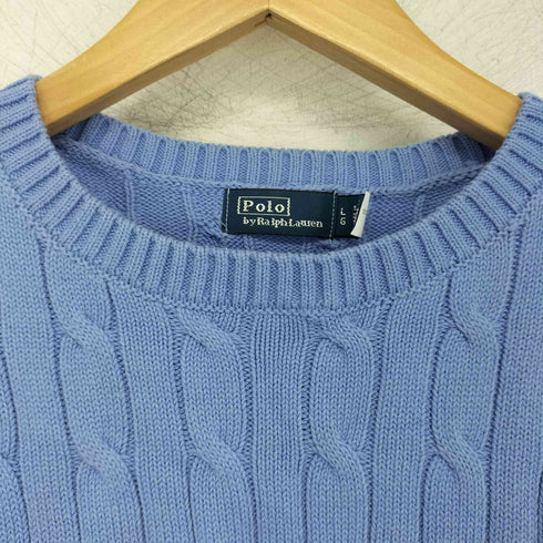 ポロバイラルフローレン Polo by RALPH LAUREN ポニー刺繍 クルーネック ケーブル編み コットンニット レディース