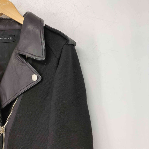 ザラ ZARA ラムレザー ウール ロングライダースジャケット レディース import:L