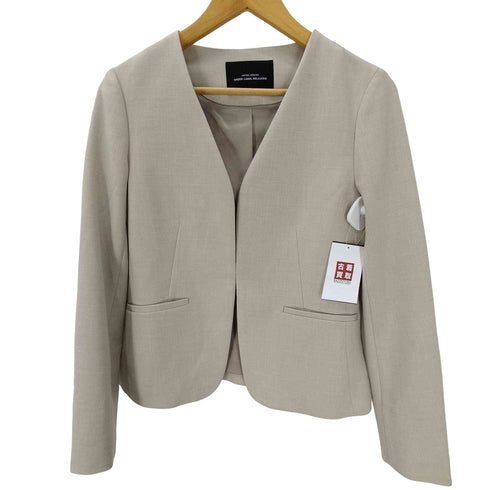 ユナイテッドアローズグリーンレーベルリラクシング UNITED ARROWS green label relaxing ダブルクロス ノーラペル ジャケット -ウォッシャブル・ストレッチ レディース JPN:38
