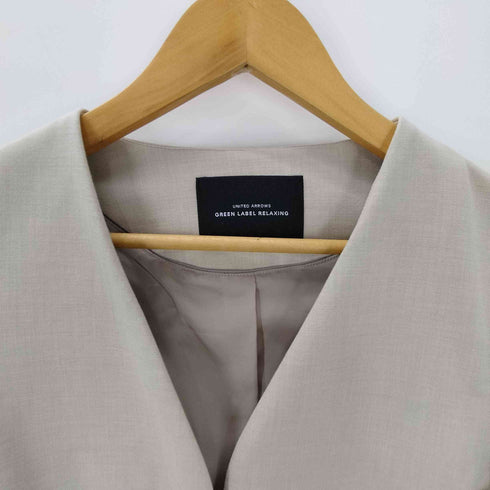ユナイテッドアローズグリーンレーベルリラクシング UNITED ARROWS green label relaxing ダブルクロス ノーラペル ジャケット -ウォッシャブル・ストレッチ レディース JPN:38