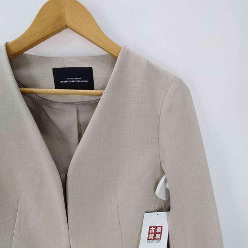 ユナイテッドアローズグリーンレーベルリラクシング UNITED ARROWS green label relaxing ダブルクロス ノーラペル ジャケット -ウォッシャブル・ストレッチ レディース JPN:38