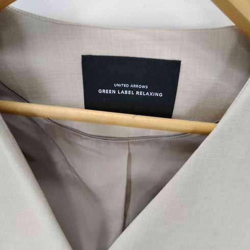 ユナイテッドアローズグリーンレーベルリラクシング UNITED ARROWS green label relaxing ダブルクロス ノーラペル ジャケット -ウォッシャブル・ストレッチ レディース JPN:38