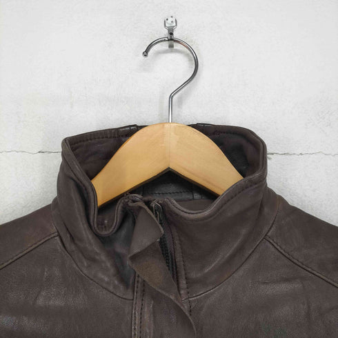 erde lamb leather ニット切替ラムレザーライダースジャケット レディース