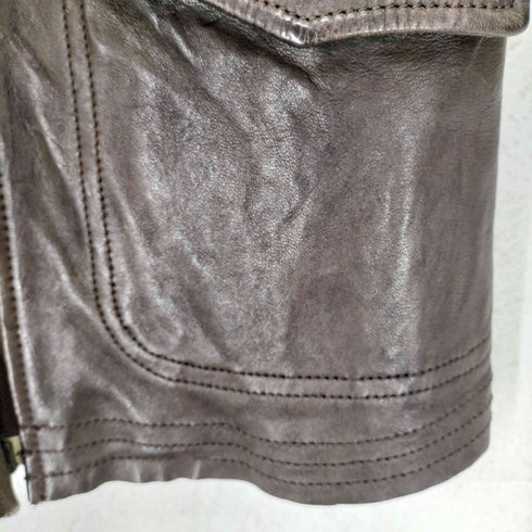 erde lamb leather ニット切替ラムレザーライダースジャケット レディース