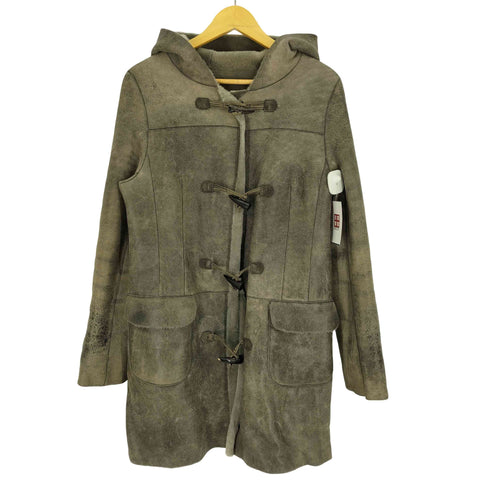 Catta Space カッタースペース 羊革 ラムレザー フーデッド ムートン レザー コート レディース JPN:38