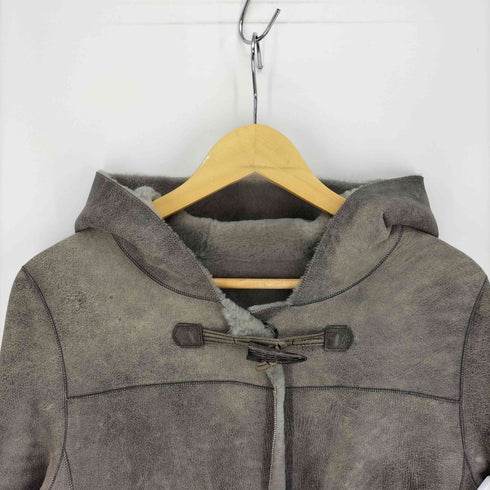 Catta Space カッタースペース 羊革 ラムレザー フーデッド ムートン レザー コート レディース JPN:38