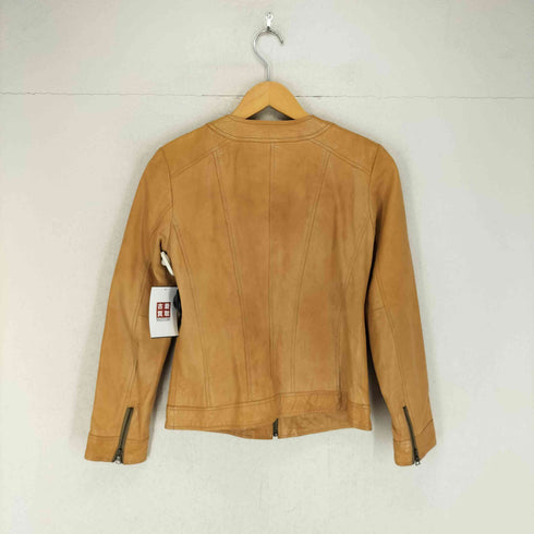 バナナリパブリック BANANA REPUBLIC lamb leather ラムレザーノーカラージャケット レディース XS