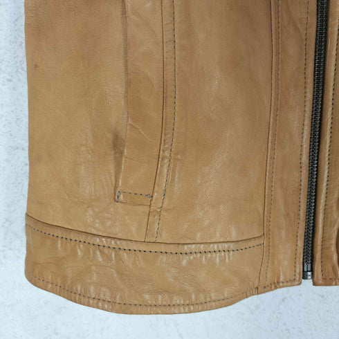 バナナリパブリック BANANA REPUBLIC lamb leather ラムレザーノーカラージャケット レディース XS