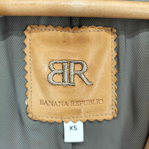バナナリパブリック BANANA REPUBLIC lamb leather ラムレザーノーカラージャケット レディース XS